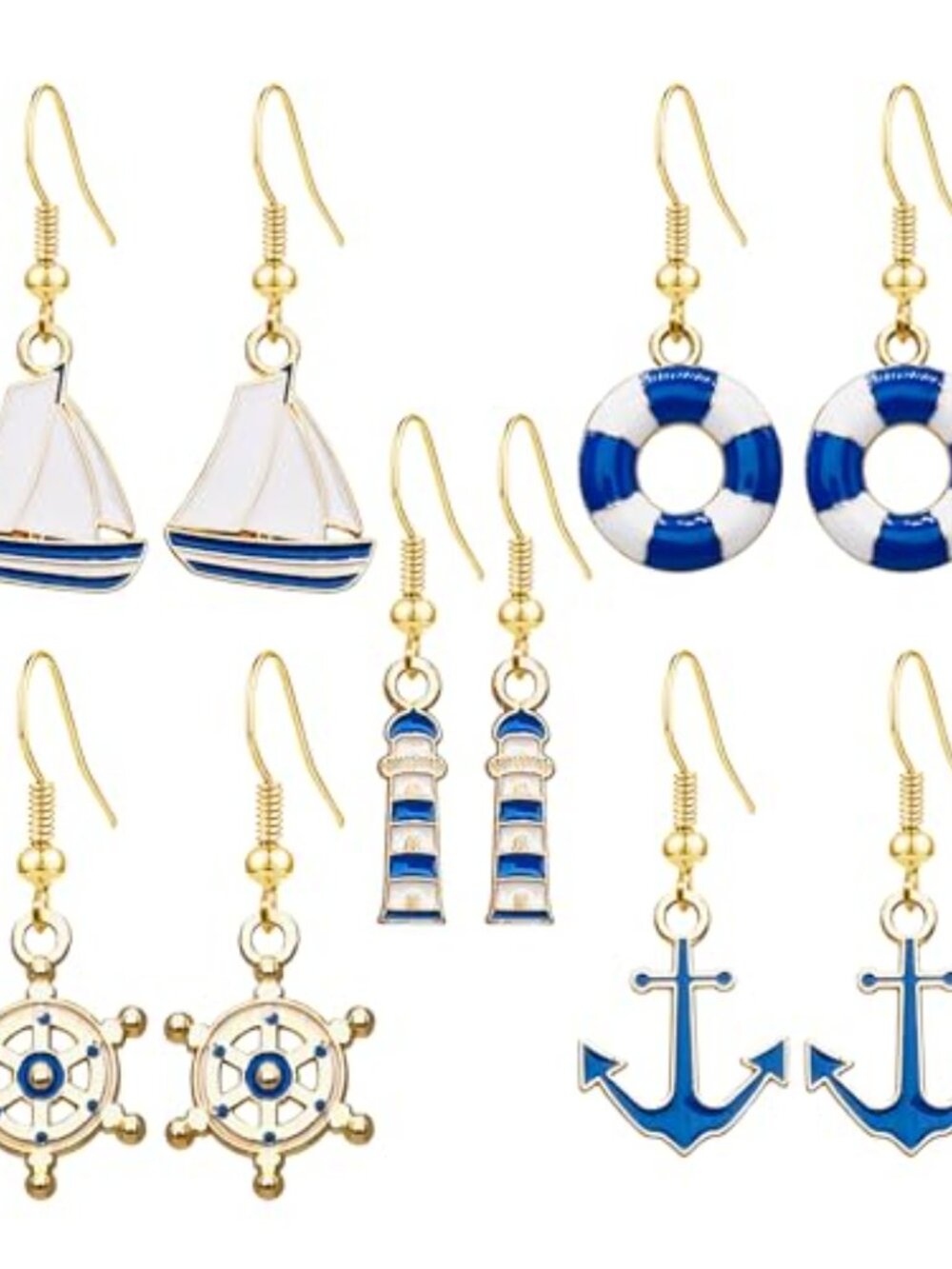 Nautical‎ Marine Anchor Dangle Ears for Women Statement Cubic Zirconia
